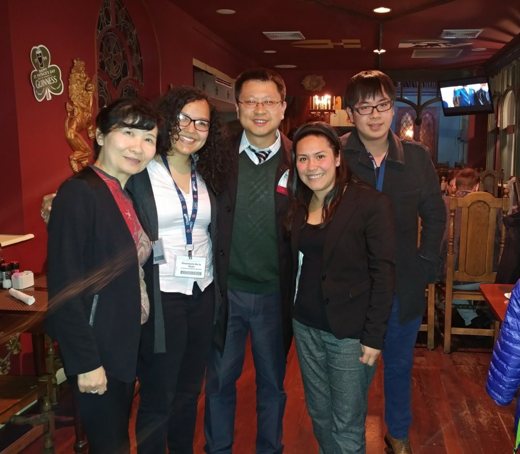 Annual Society of Toxicology Meeting: Luoping Zhang with current SRP trainees, Rosemarie de la Rosa, Sylvia Sanchez and Phum Tachachartvanich, and former trainee Xuefeng Ren (March 2017)